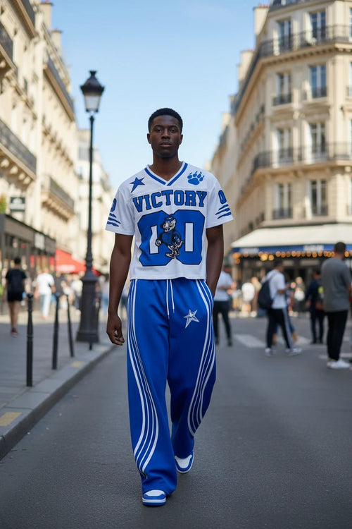 Ensemble 2 Pièces Unisexe Été – T-Shirt Imprimé Lettres & Pantalon Décontracté | Séchage Rapide