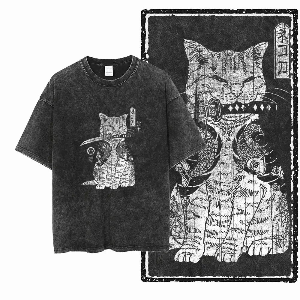 t-shirt homme streetwear Imprimé Chat Vintage EcomFr