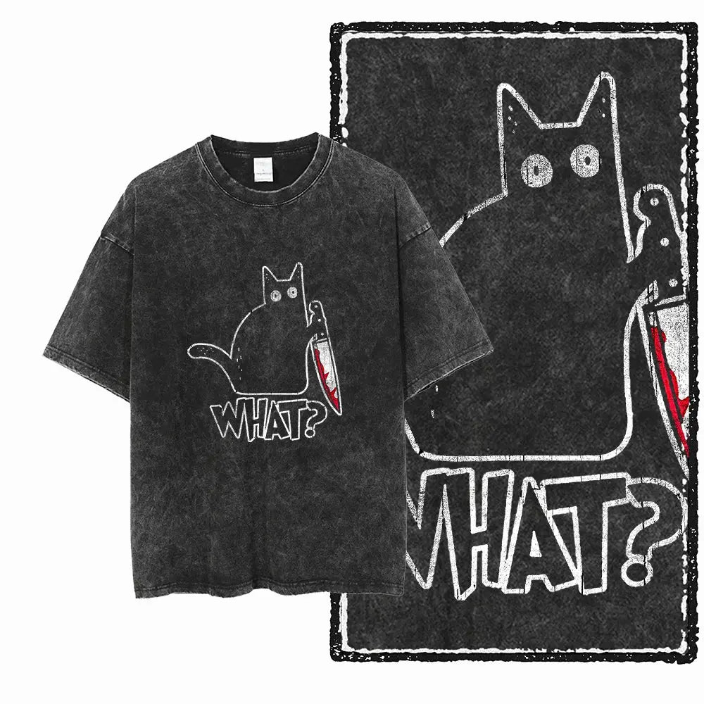 T-Shirt Imprimé Chat Vintage EcomFr