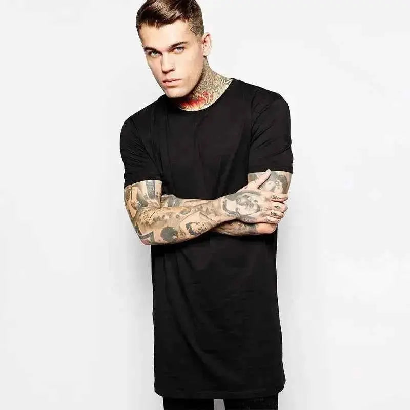 T-shirt Long Homme Hip Hop – Coton 100 %, Col Rond, Toutes Saisons