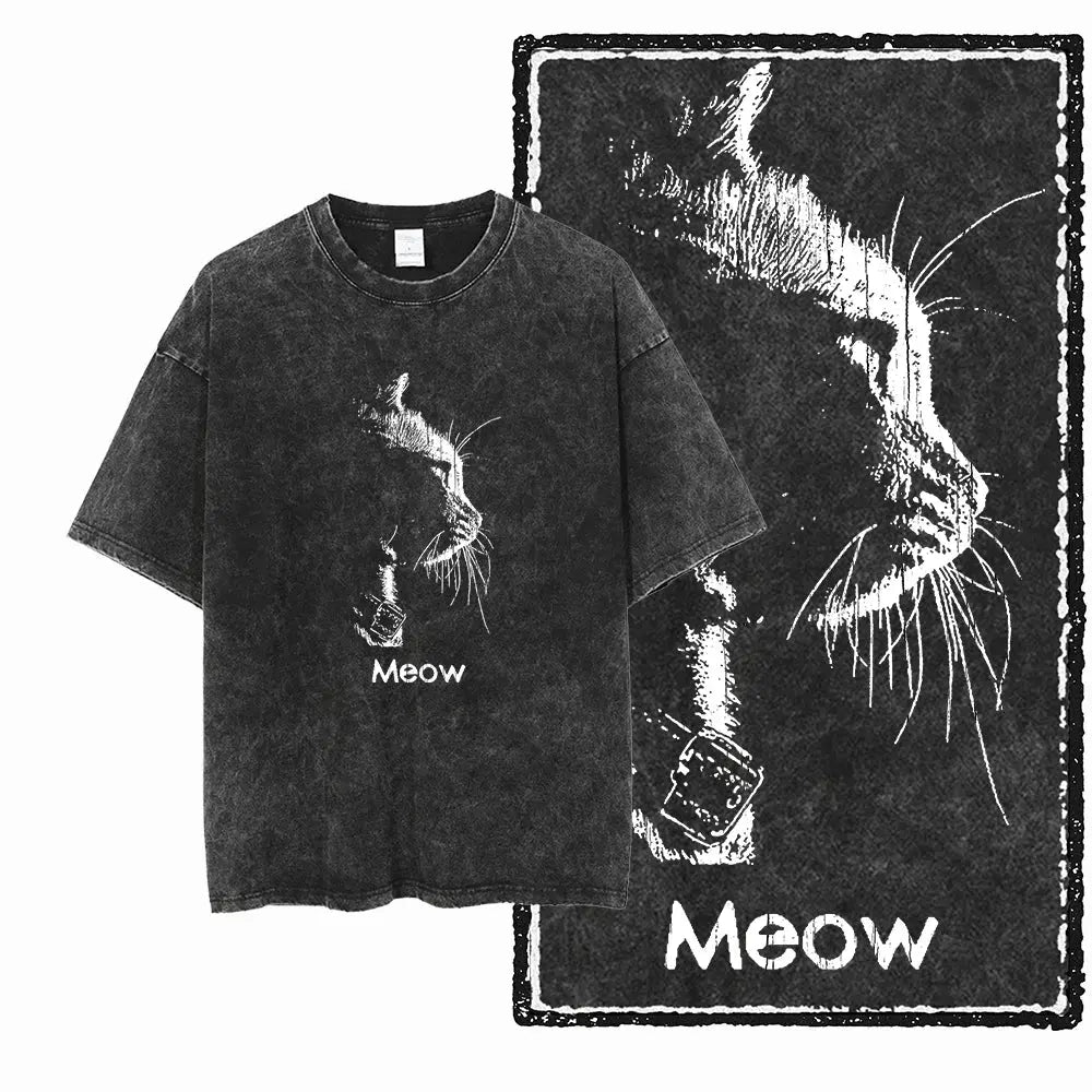 t-shirt homme streetwear Imprimé Chat Vintage EcomFr
