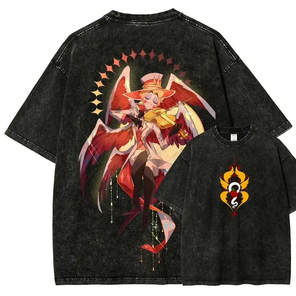 T-Shirt Hazbin Hotel Anime Oversize Unisexe – Coton Vintage Délavé EcomFr