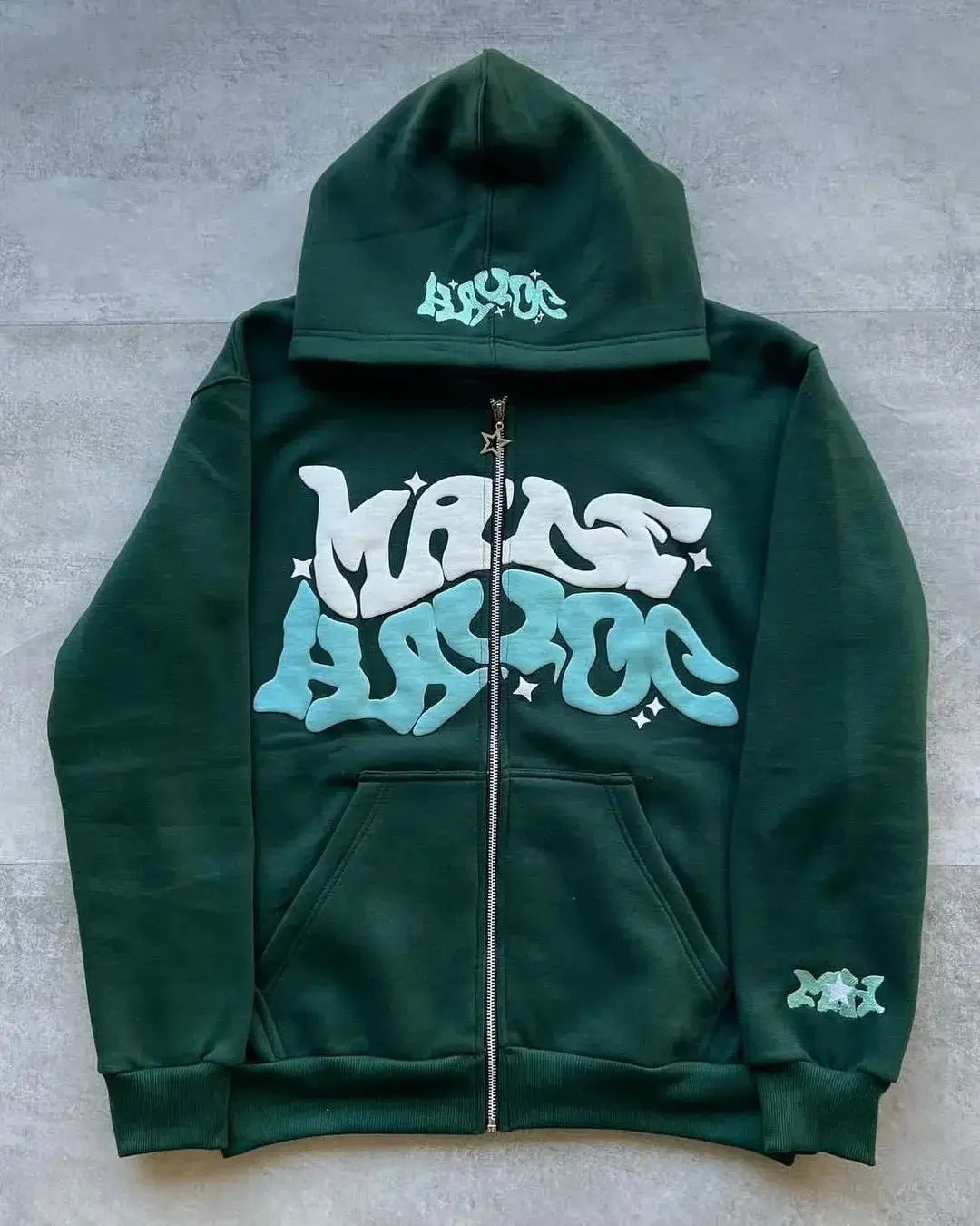 Veste Cardigan Capuche Zippée Y2K Unisexe – Lettres Américaines Rétro, Automne Hiver EcomFr
