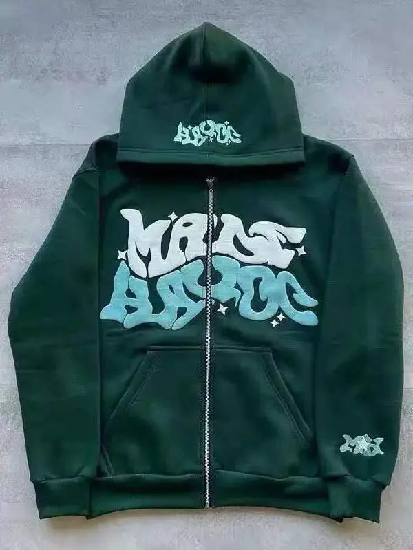 Sweat à Capuche Zippé Y2K Harajuku Imprimé Étoile & Lettre Hip-Hop EcomFr
