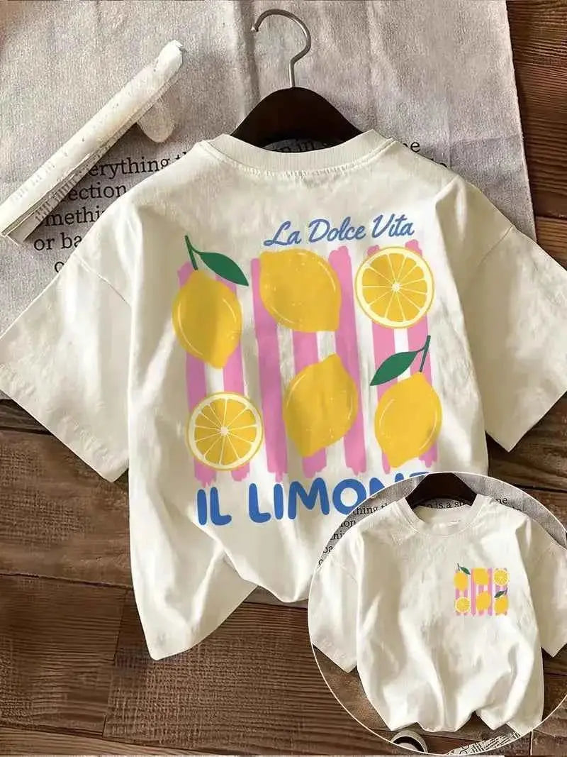 t-shirt ethnique femme-T-shirt Femme Imprimé Citron – Manches Courtes, Col Rond