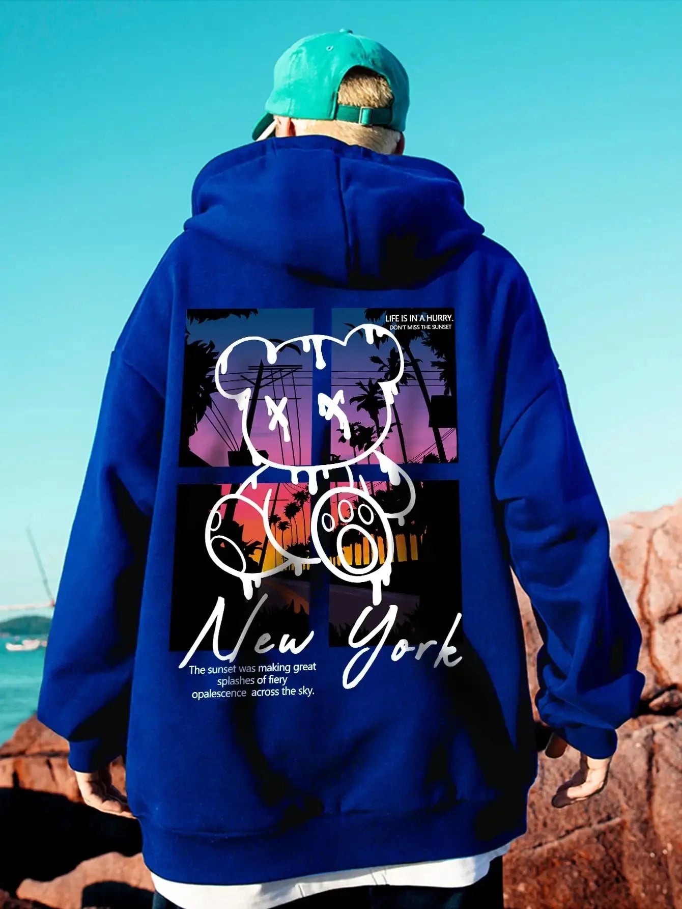 Hoodie Streetwear Ours New York – Sweat à Capuche Graphique Urbain EcomFr