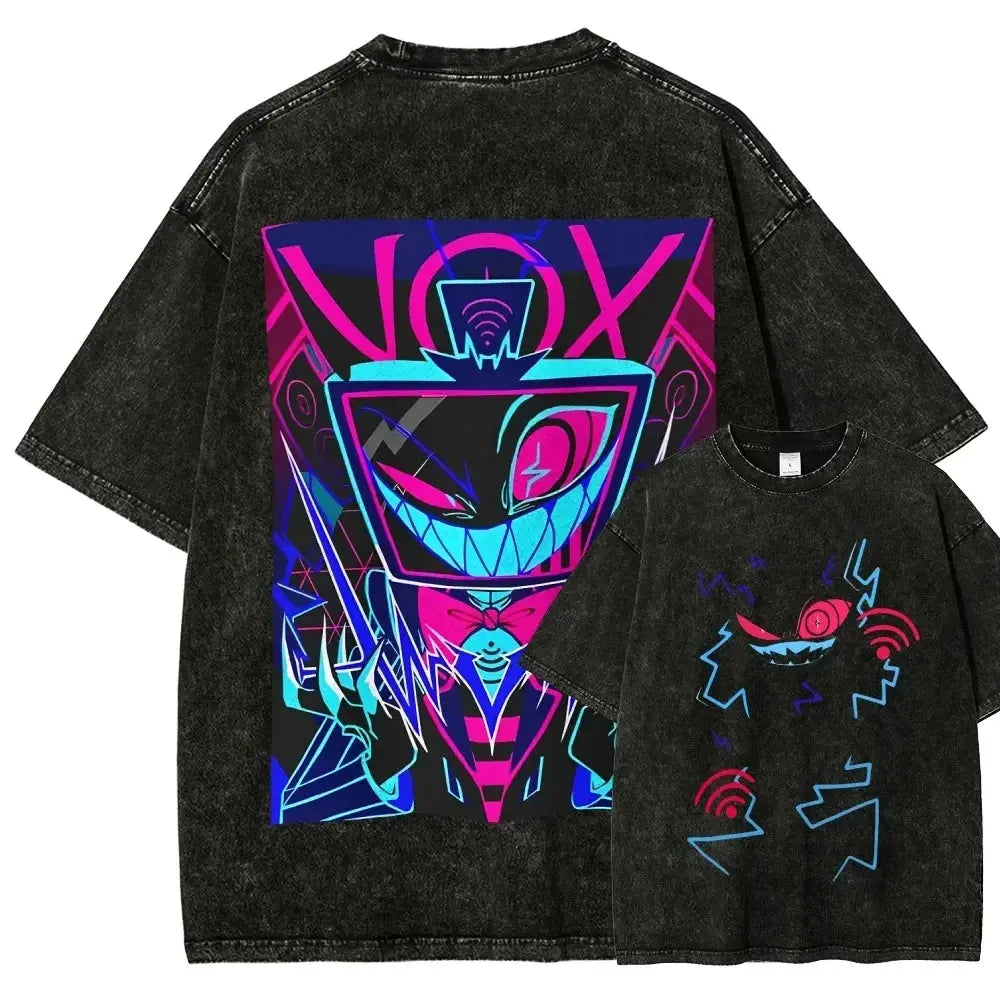 T-Shirt Hazbin Hotel Anime Oversize Unisexe – Coton Vintage Délavé EcomFr