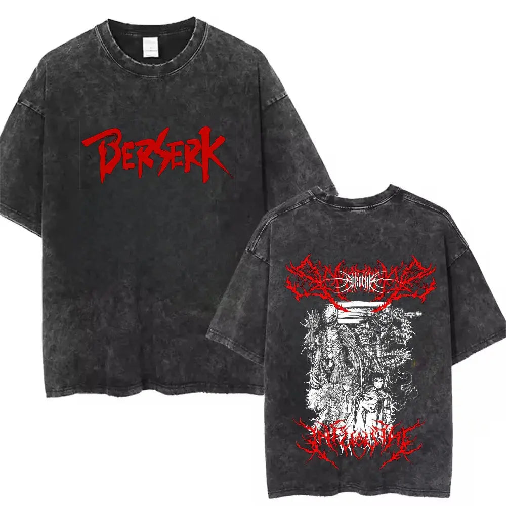 T-Shirt Berserk Guts Oversize Délavé – Coton Anime Streetwear Harajuku EcomFr