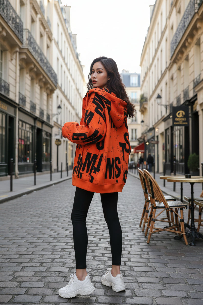 Hoodie Oversize Femme – Y2K Emo Style Coréen