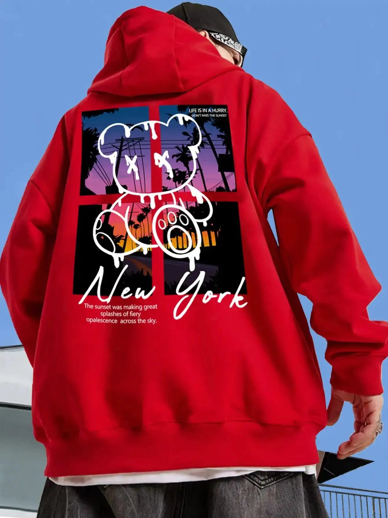 Hoodie Streetwear Ours New York – Sweat à Capuche Graphique Urbain EcomFr