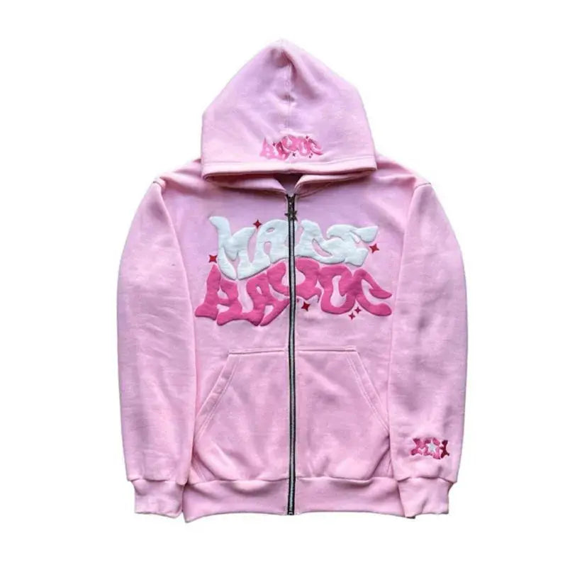 Sweat à Capuche Zippé Y2K Harajuku Imprimé Étoile & Lettre Hip-Hop EcomFr