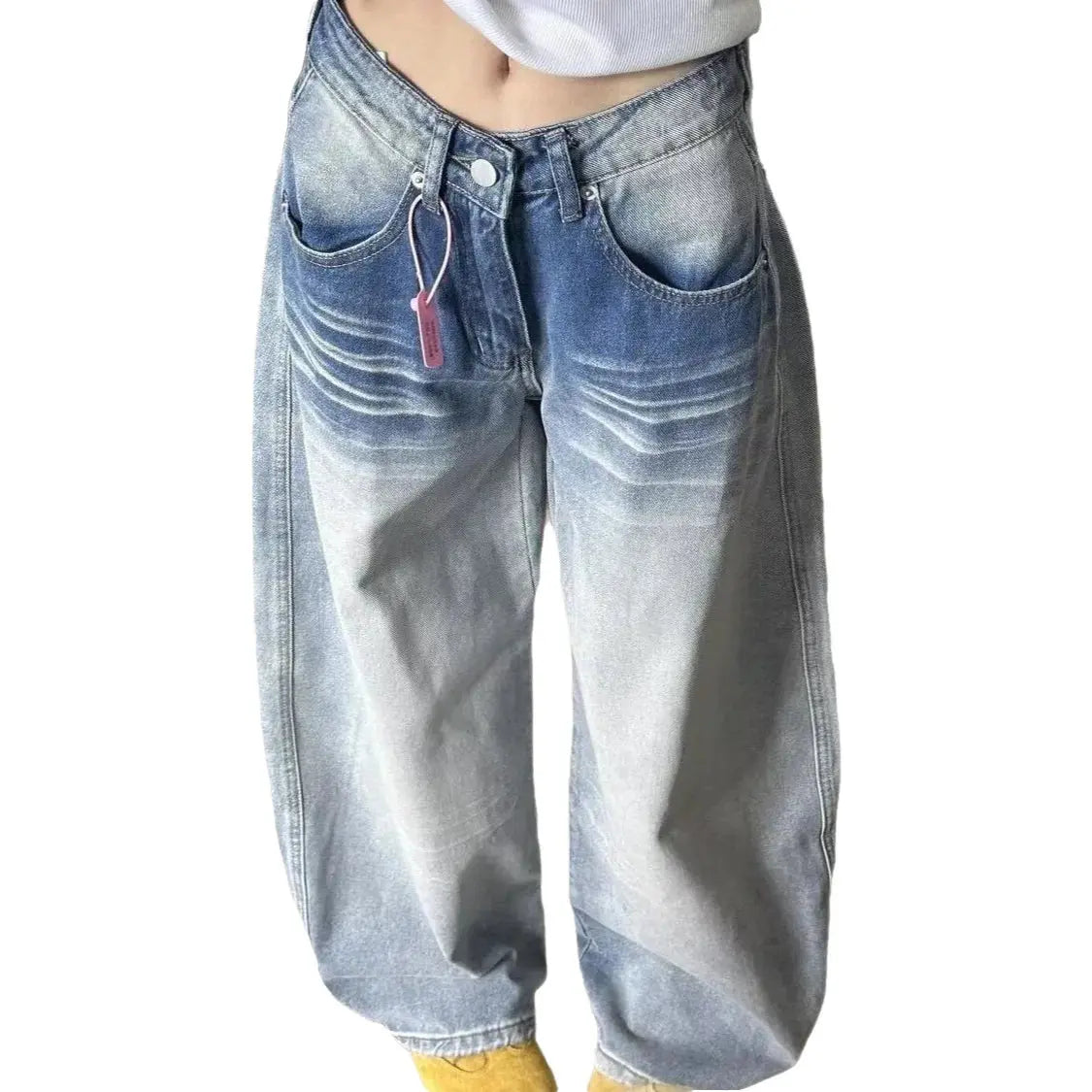 Jean Large Femme Motif Chat 3D – Coupe Ample Amincissante, Délavé Style Américain EcomFr