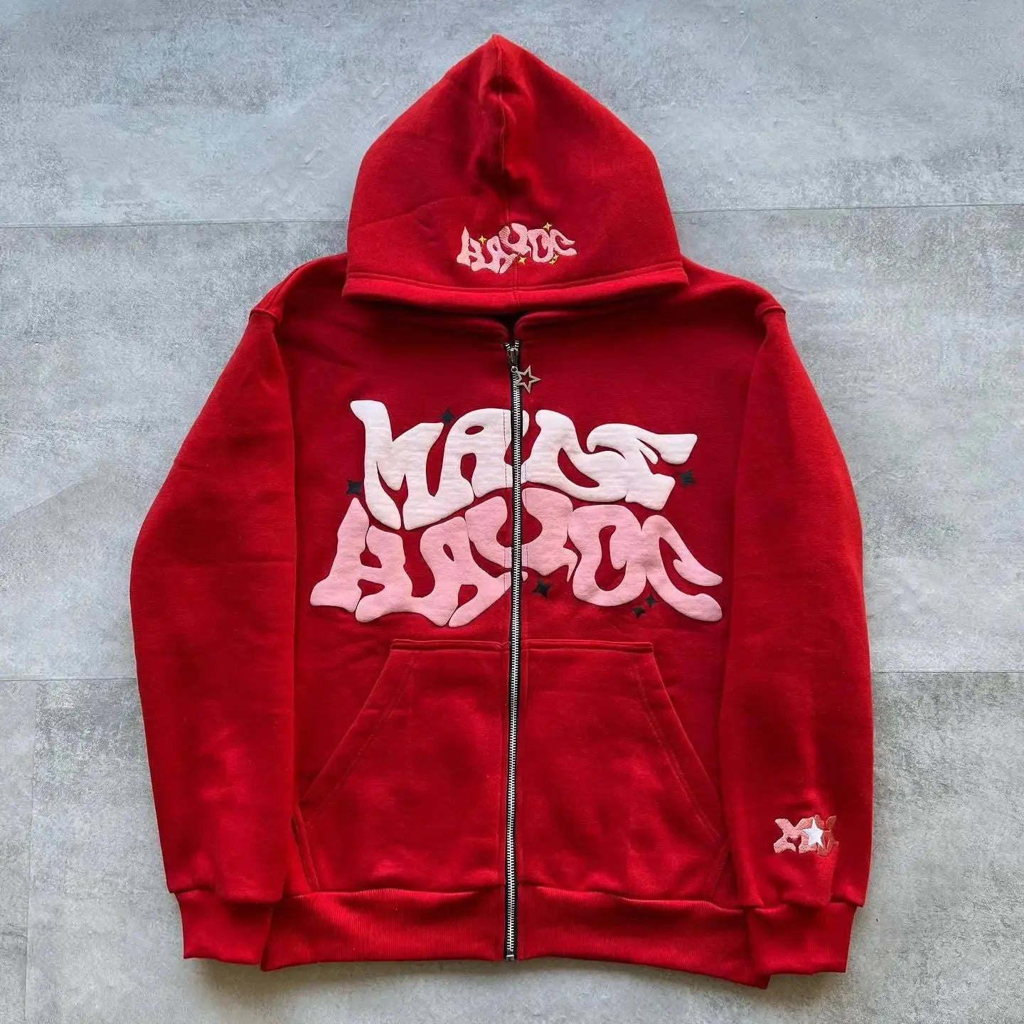 Sweat à Capuche Zippé Y2K Harajuku Imprimé Étoile & Lettre Hip-Hop EcomFr