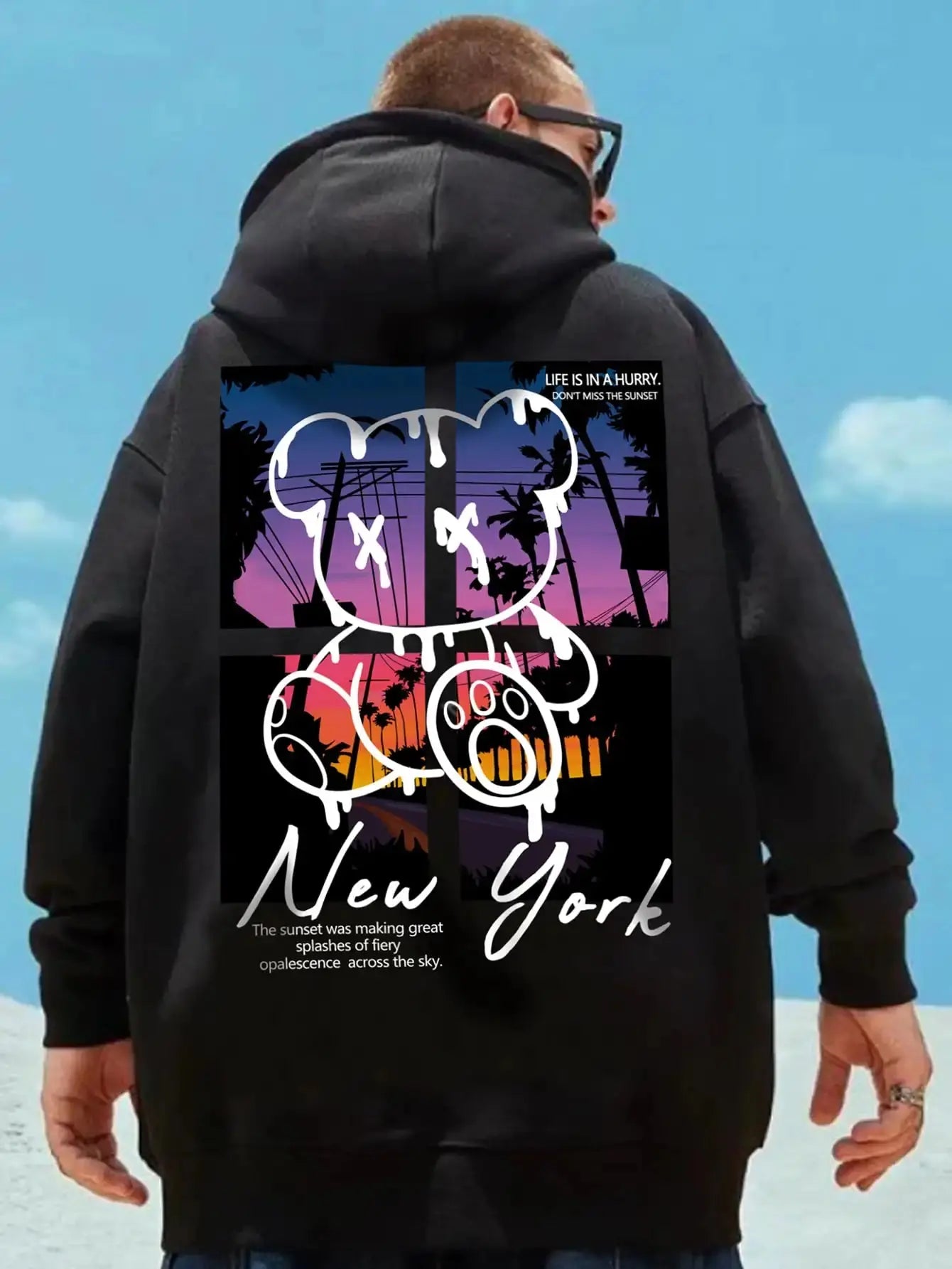 Hoodie Streetwear Ours New York – Sweat à Capuche Graphique Urbain EcomFr