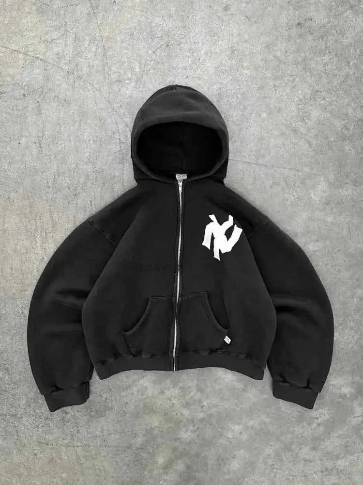 Sweat à Capuche Zippé Femme – Y2K Streetwear Hip Hop