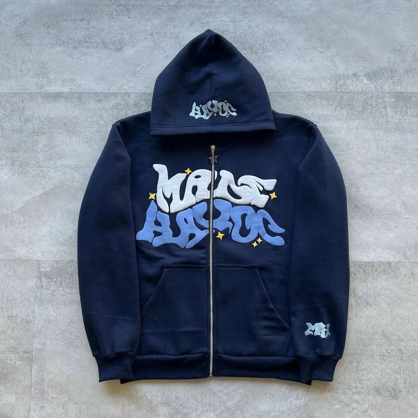 Sweat à Capuche Zippé Y2K Harajuku Imprimé Étoile & Lettre Hip-Hop EcomFr