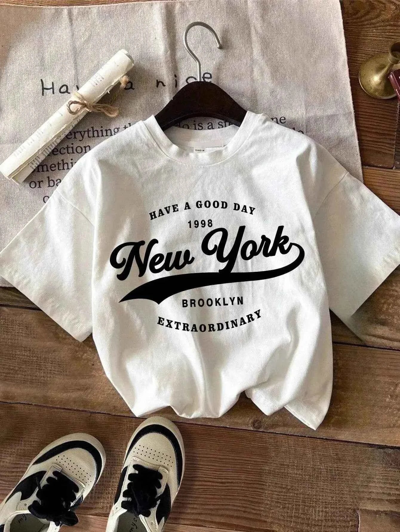 cheap custom t shirts -T-shirt Femme "California" Vintage – Style Y2K, Col Rond, Manches Courtes