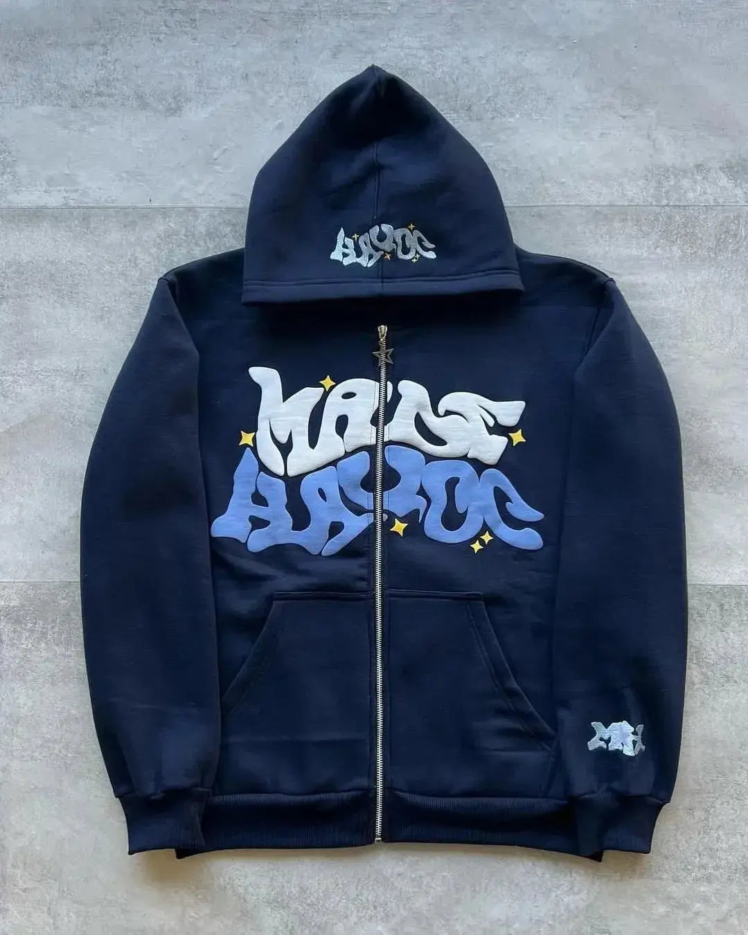 Veste Cardigan Capuche Zippée Y2K Unisexe – Lettres Américaines Rétro, Automne Hiver EcomFr