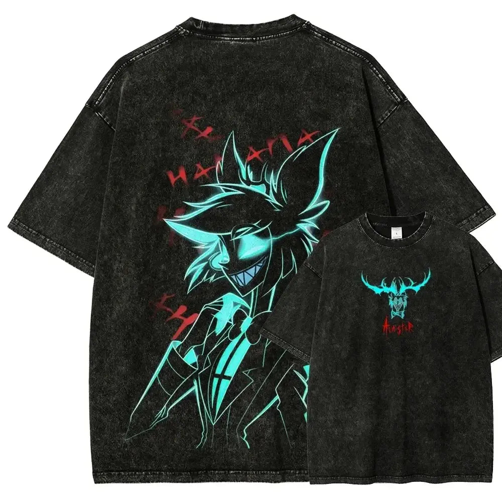 T-Shirt Hazbin Hotel Anime Oversize Unisexe – Coton Vintage Délavé EcomFr