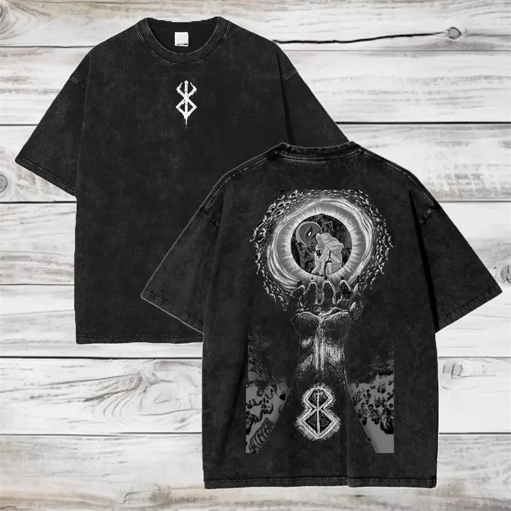 T-Shirt Berserk Guts Oversize Délavé – Coton Anime Streetwear Harajuku EcomFr