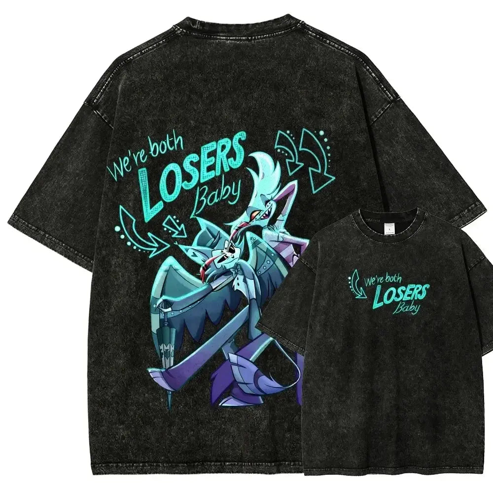 T-Shirt Hazbin Hotel Anime Oversize Unisexe – Coton Vintage Délavé EcomFr