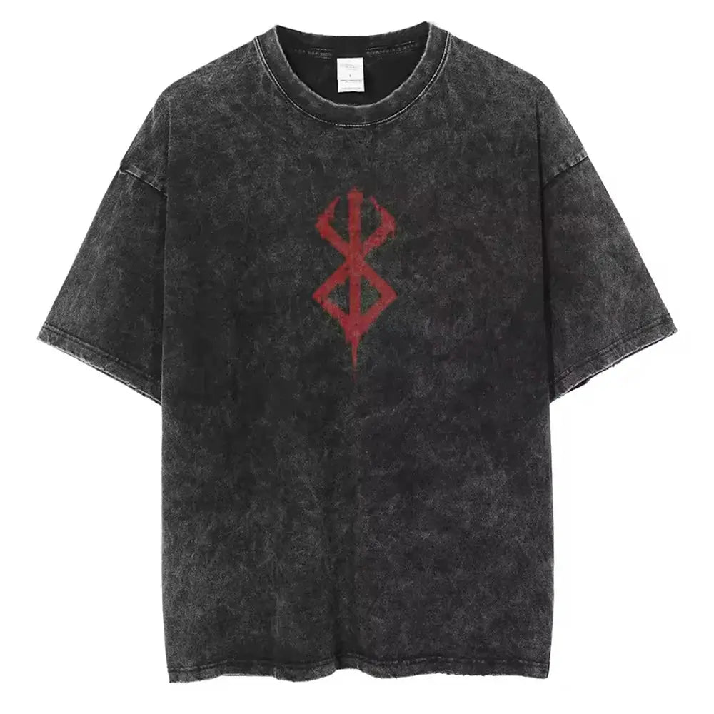 T-Shirt Berserk Guts Oversize Délavé – Coton Anime Streetwear Harajuku EcomFr